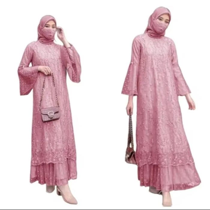 Dresses Serill Dress Gamis Kondangan bridesmaid Gamis Muslim Syari Mewah Model Elegan Simple Maxi Re
