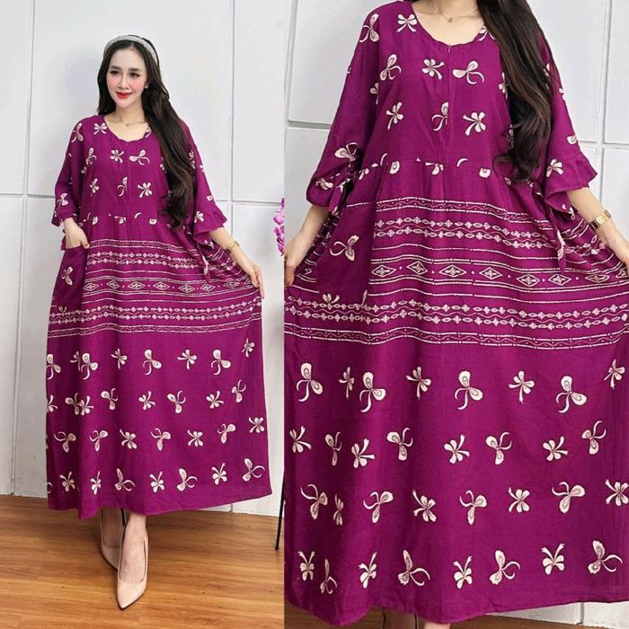 Istimewa Batik Pekalongan Daster 3D N Daster Chibi Modern Jumbo LD 120-160 Busui Resleting Rayon Pre