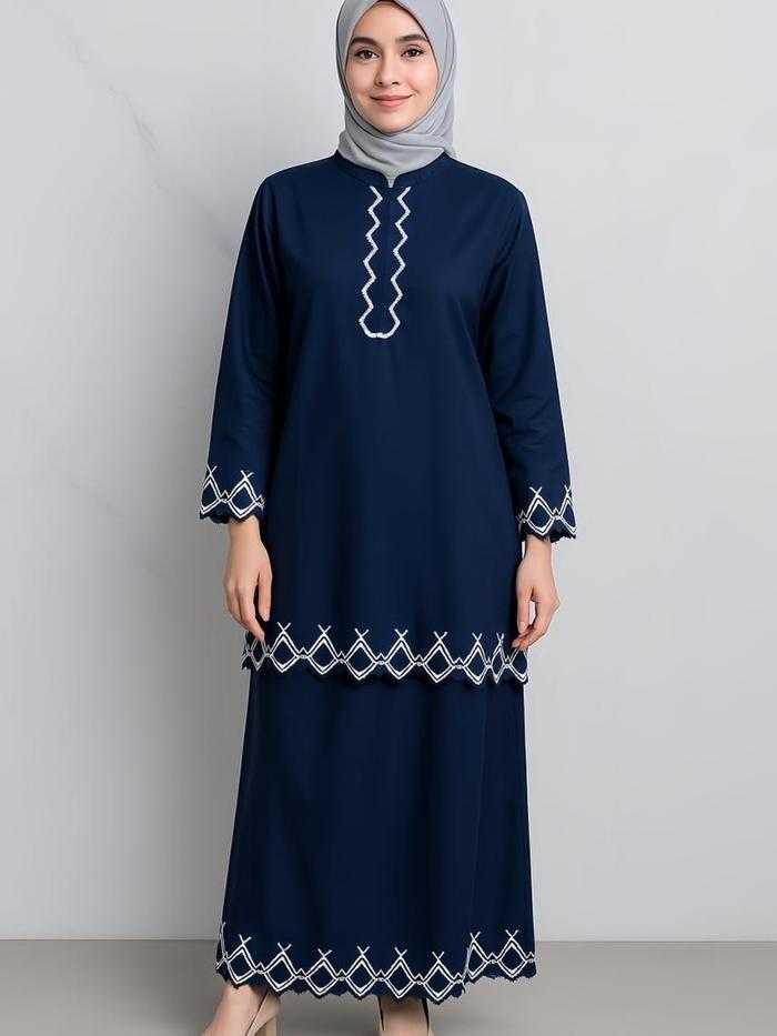 DA BEN SETELAN Baju Kurung Melayu Katun Toyobo Fodu Original, Bordir Sulam Timbul Eksklusif! Bahan A