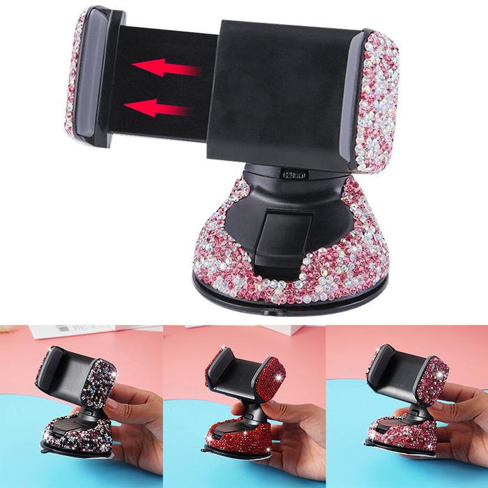 360 Degree Crystal Car Phone Holder for Car Dashboard Auto Windows