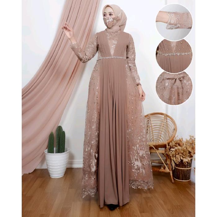 dress gaun gamis tile wanita terbaru - gamis dress terbaru untuk pesta pernikahan lamaran dan kondan
