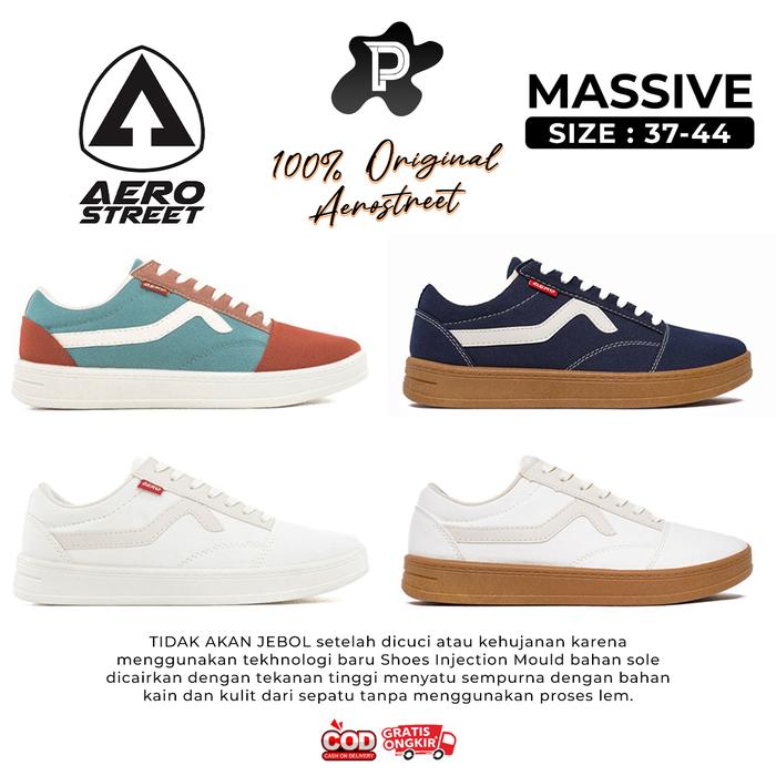 Aerostreet 37-44 Massive 2.0 Low Biru Merah Bata / Navy Gum / Putih / White Gum - Sepatu Sneakers Ca