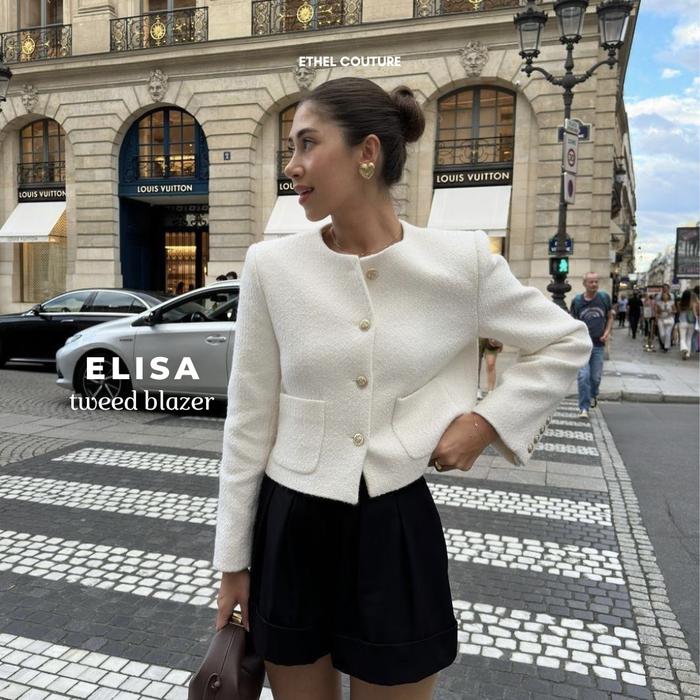 [READY] ETHEL COUTURE - Elisa Tweed Blazer / Luaran Jaket Wanita Tweed Kantor Formal Kasual Meeting 