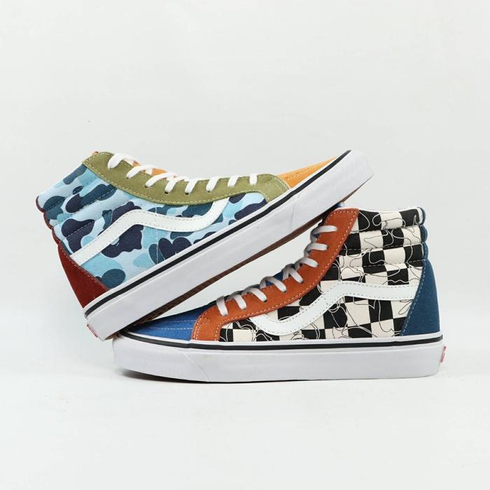 PA&LA SEPATU CASSUAL PRIA WANITA BAPE X SK8 HIGH 36 DX MULTI CAMO BNIB FULL TAG BARCODE BAHAN LEATHE