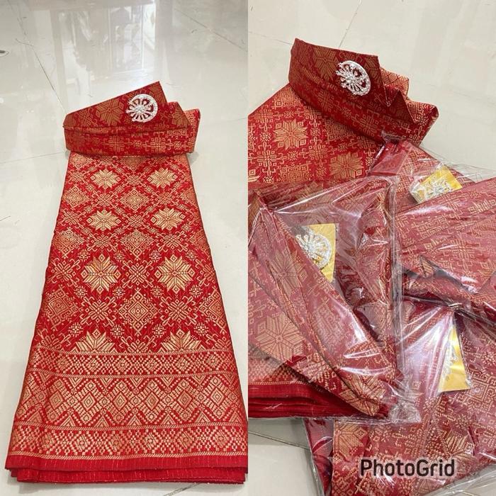 Tanjak + Rumpak Melayu Dewasa Motif Songket Mesin Jahitan Rapi Kuat Siap Pakai Free Bros Khas Melayu
