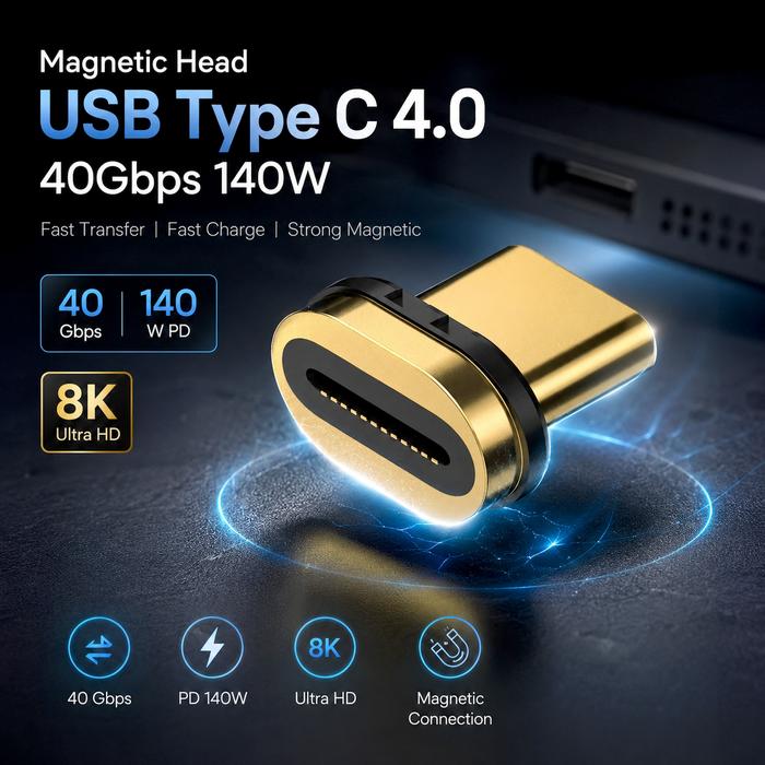 MalakuMall | USB Type C | USB Type C 4.0 Plug | USB Type 40Gbps 140W