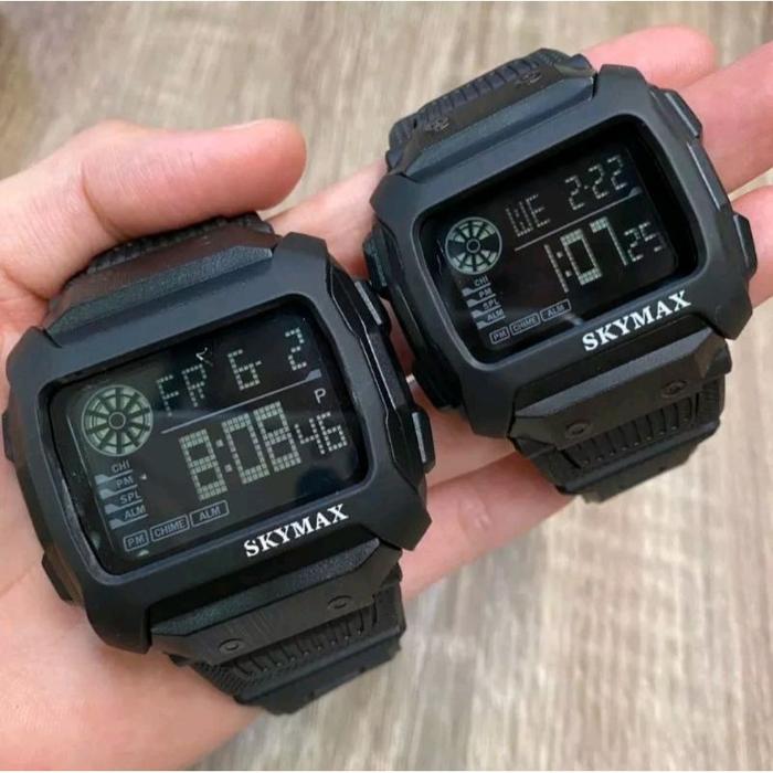 JAM Tangan SKYMAX 1815G Cauple Original Digital Alaram AkTiF Tali RUBBER /Benetton Wateresis Diamete