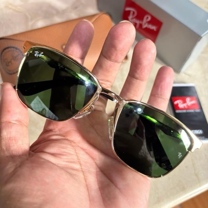 Kacamata klasik rayban Rb 3508 sz 56 rosegold kaca hijau