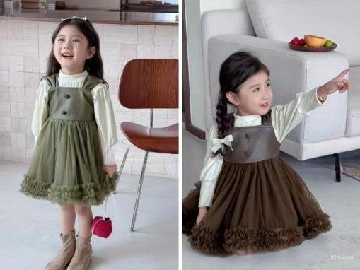 ANGENIUS Dres Anak Perempuan Lengan Panjang Dengan Bahan Katun Premium & Rok Tile Style Anak Kekinia