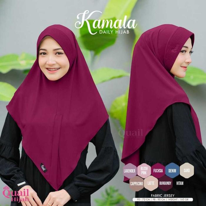 Kamala Khimar Jilbab Original Quail Hijab Wanita Jersey Kerudung Instan Muslim