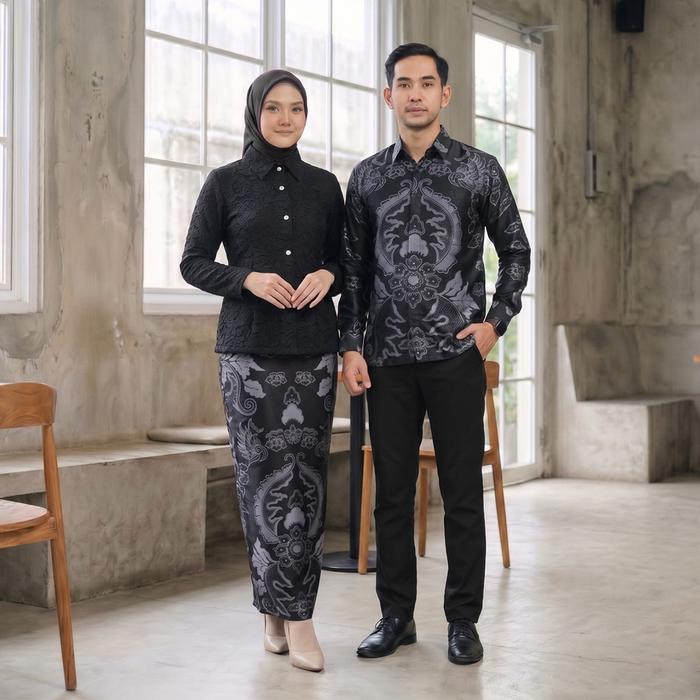 Zahra Batik - Kebaya Sarimbit Keluarga Setelan Kebaya Yudhistira Couple Janggan Fukuro 3D Katun Bati