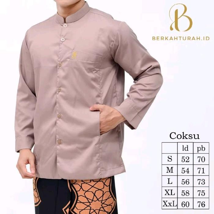 Baju Koko Pria Terompah Semi Jaz Dewasa Koko Haibah Polos Lengan Panjang Toyobo Size S M L XL XXL Ke