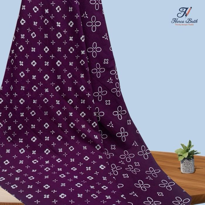 Kain Batik Warna Ungu Terong - Batik Modern Cap Tradisional- Harco Batik