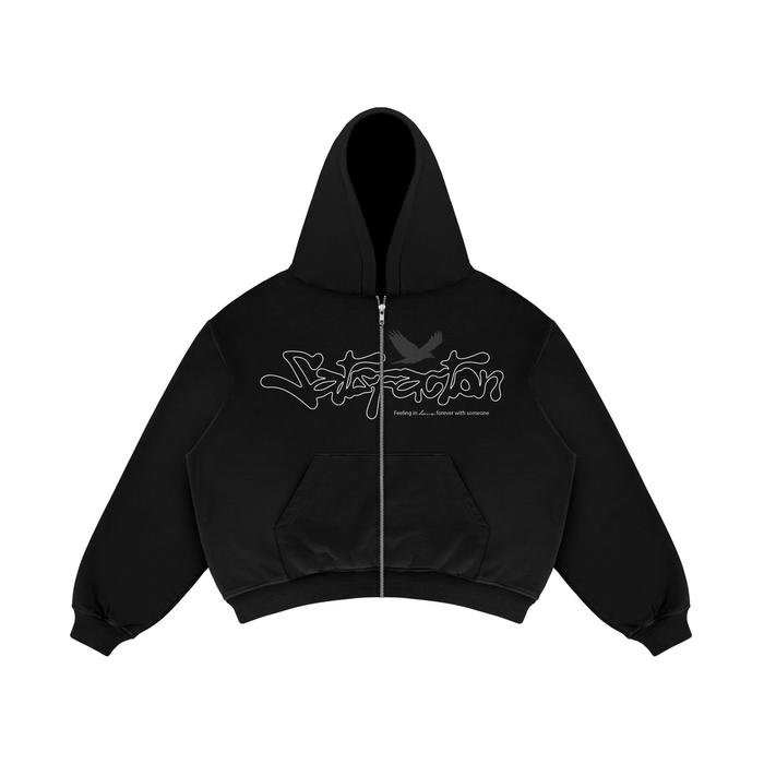 Satisfaction Hoodie Zipper 375GSM Birds Black