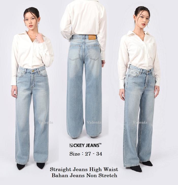 Ckey Straight Jeans Wanita Highwaist / Loose Jeans High Waist / Ckey Jeans