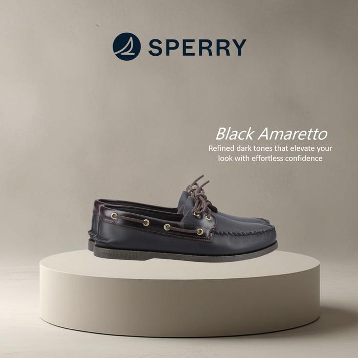 Sperry Top-Sider Black Amaretto Original - Sepatu Pria Kulit Asli Anti Selip