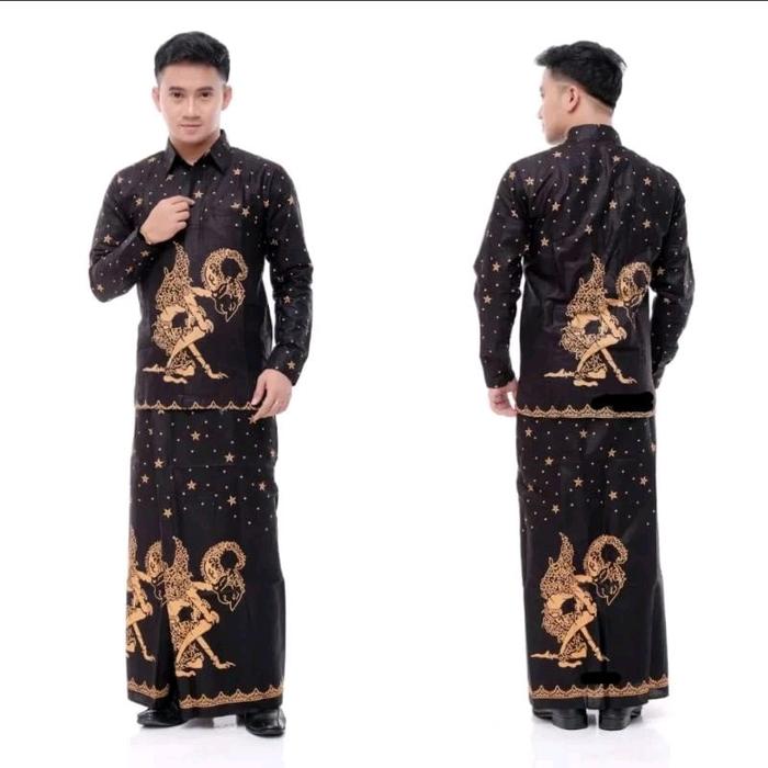 (BISA COD)koko & sarung busana muslim baju koko setelan dewasa Setelan Baju Koko dan Sarung Dewasa M