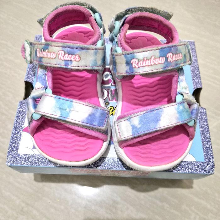 SKECHERS ORIGINAL RAINBOW RACERS LIGHT SANDAL SEPATU ANAK BAYI PEREMPUAN SIZE 21 SHOES SANDALS