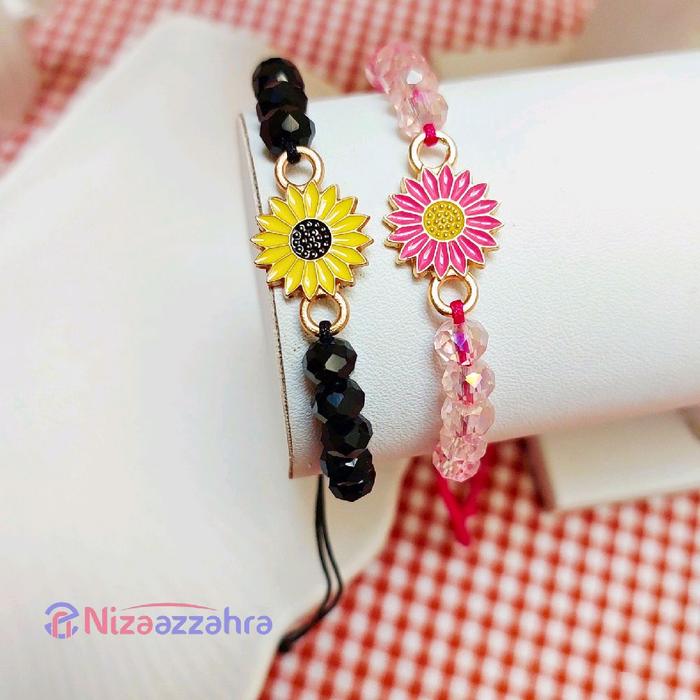 Gelang Crystal Liontin Daisy / Gelang persahabatan / Gelang couple /Gelang liontin