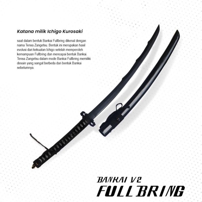 Katana REPLIKA-Tansa Zengitsu Kurosaki Ichigo / Bleach - Panjang 100cm - Blade 70cm - Handle 30cm - 