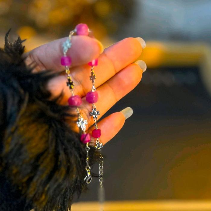 gelang Ruby burma mix pink turmalin size 16-19 cantik dan elegan