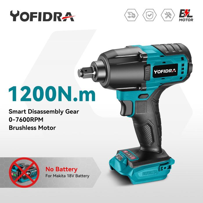yofidra Yofidra 1200N.m 20V Brushless Electric Impact Wrench Kunci Impact Listrik
