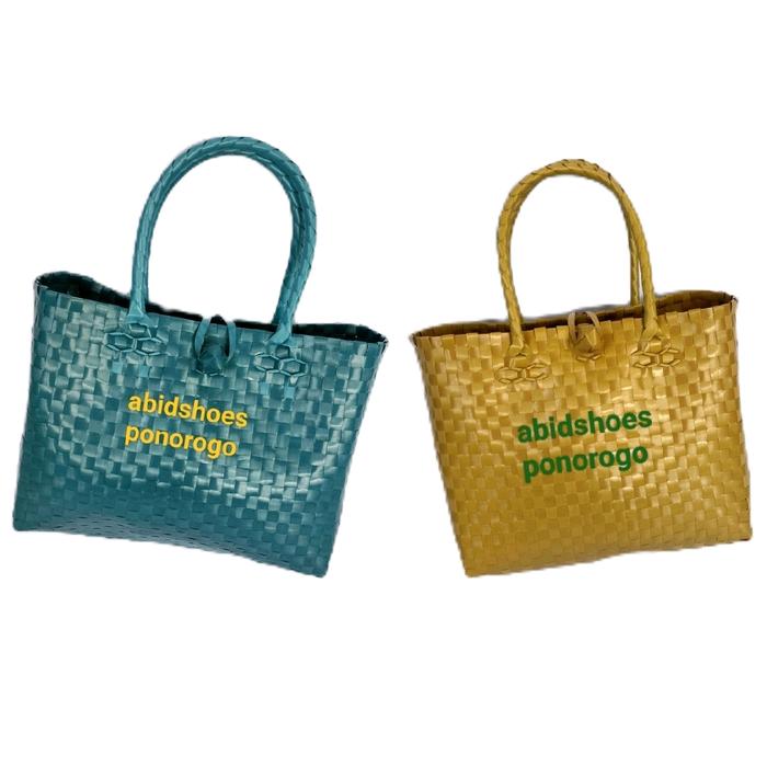 Tas anyaman plastik grosir murah - tas souvenir kelahiran bayi - tas belaja - tote bag wanita