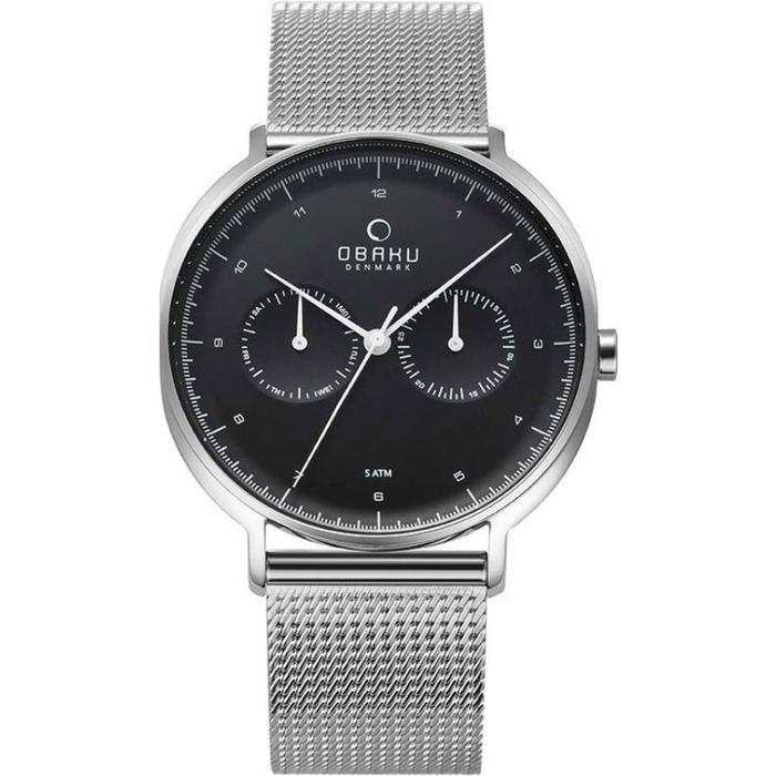 Obaku Denmark AHORN Onyx Black Round Dial Men's Watch - V193GMCBMC