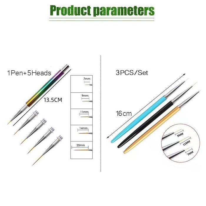 6Pcs/Set Brush Liner Drawing Nail Art Untuk Menggambar Nail Art Aksesories / Kuas Kuku Nail Art
