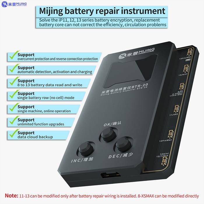 MiJing BTR-20 Battery Repair Instrument Support 8-13PM Detection