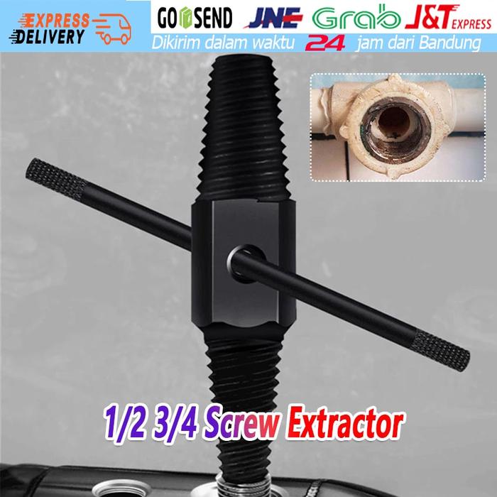 (2 in 1) Alat Pembuka Buka Pipe Extractor Keran Kran Air Drat Baut Patah Tembok Rusak 1/2" 3/4"