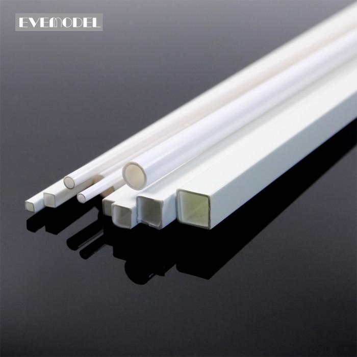 Evemodel ABS00 48pcs Styrene Round ABS Rod Square ABS Rod Round Pipe Tube Hollow Square Tube Pipe Se