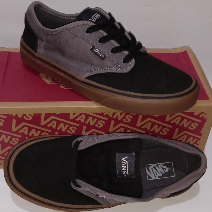 sale Sepatu Anak Kids Vans Atwood Brown Black Hitam Gum Size 37 23.5 Authentic Low Canvas Skate Clas