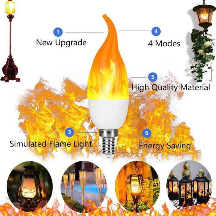 Lampu Bohlam LED Retro Api Lilin Flickering Candle E27 Warm White 3W