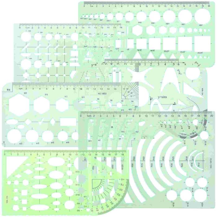1 Set alat penyusunan stensil geometris, templat gambar arsitektur