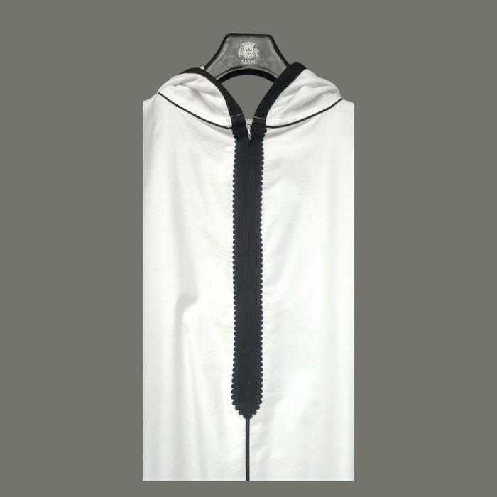 Djellaba.Id Gamis Umroh Baju Muslim Jubah Sholat Hoodie Jalabah Kapucong Maroko Pria Flannel Putih