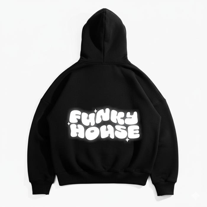 SEPASTUSH Hoodie Boxy Crop Reflective Oversize Funky House - Black Hoodie Pria