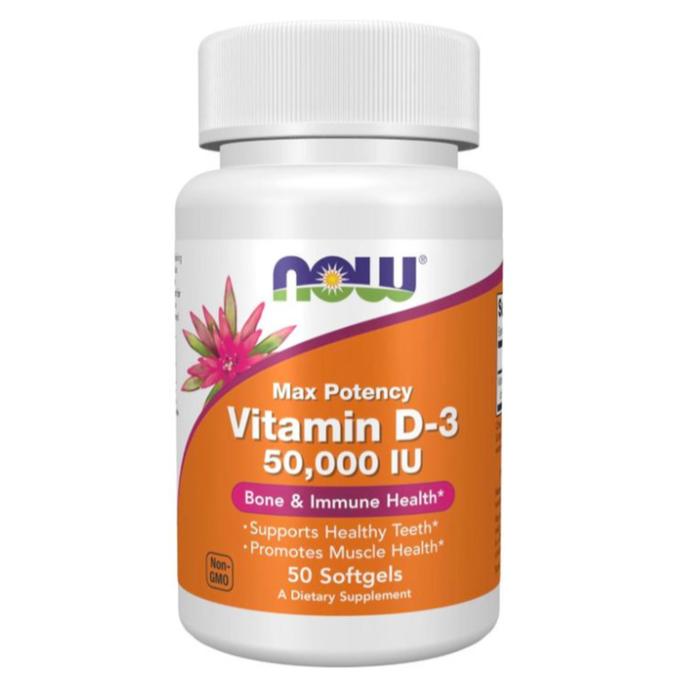 Original Now Foods Vitamin D3 50000Iu Max Potency / 50 Softgels