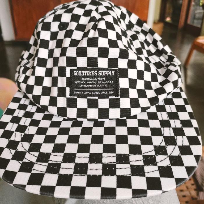 topi hat cap cotton on kotak kotak hitam putih