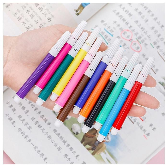 DIY Spidol Mini Set 6 Warna Traveling Mewarnai Cat Acrylic Kuas Pallete Alat Warnai