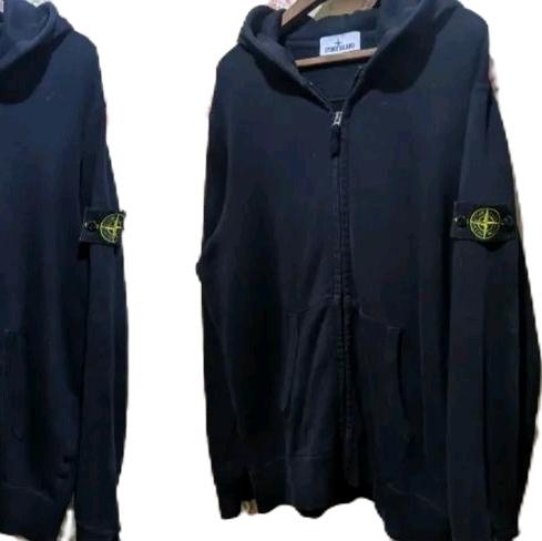 hoodie zip stone island junior second black 14 fit M