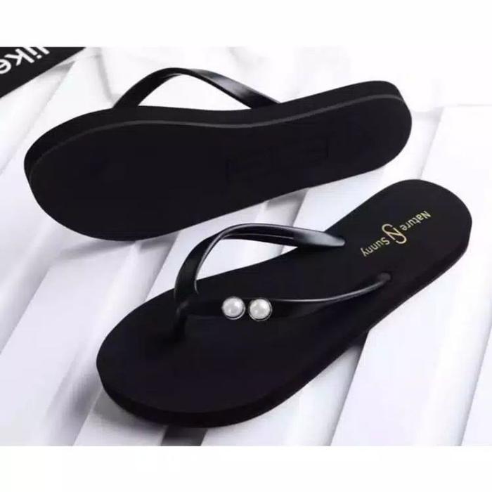 Sandal Japit Motif Mutiara Spon 10mm Warna Beragam