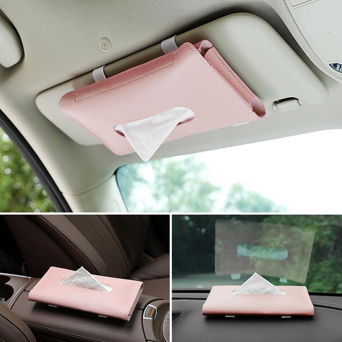 Tempat tisu mobil, aksesoris Interior mobil, tempat tisu kulit PU,