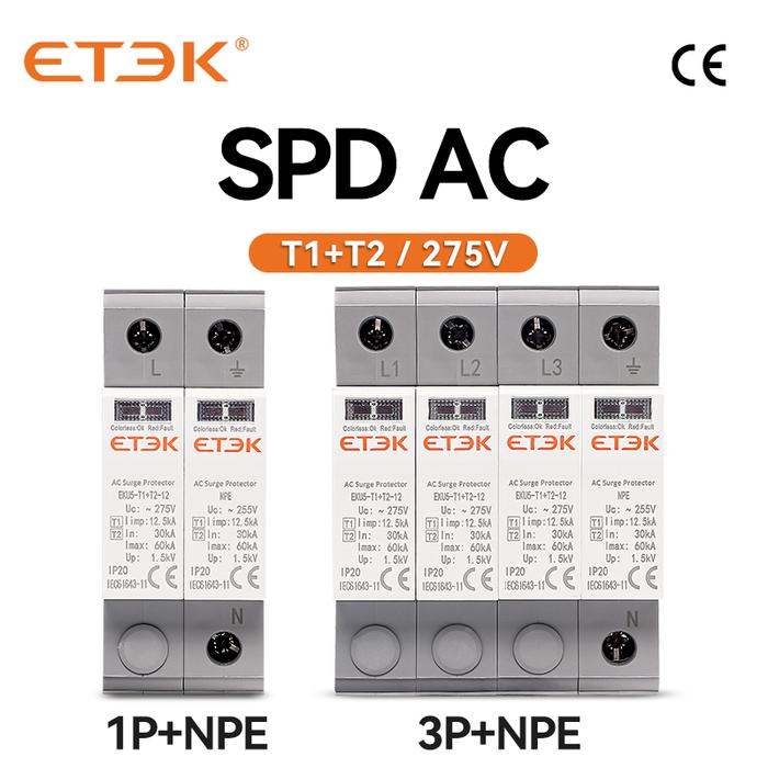 ETEK AC SPD Type T1+T2 Surge Protective Device 275V Protector