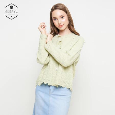 Green Ball Knit Cardigan | Cardigan Hijau | Korean Style | Atasan Wanita - SerayuClothing