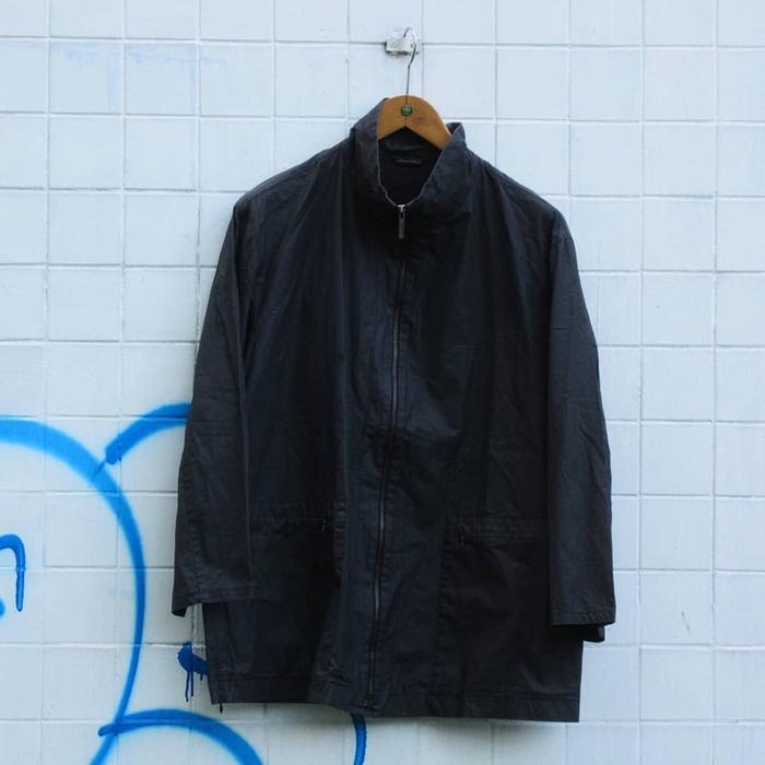 Francesco Smalto Paris black coat jacket More much pocket Nylon material Made in Italy Size 50 /