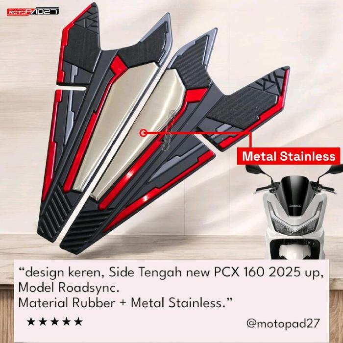COVER BODY SIDE TENGAH PCX 160 ABS CBS ROADSYNC 2025 RUBBER STAINLESS [NTS]