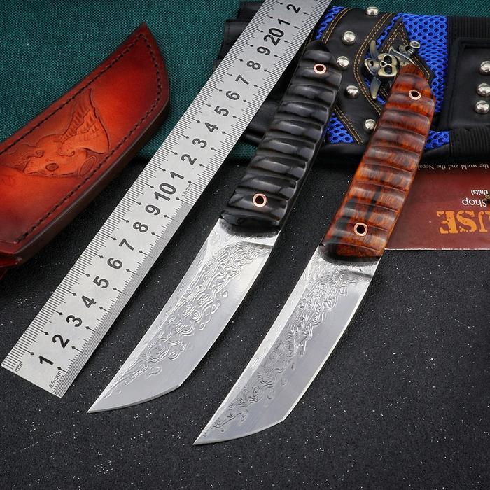 VG10 Damascus Steel wood handle Hunting Knife Survival Military
