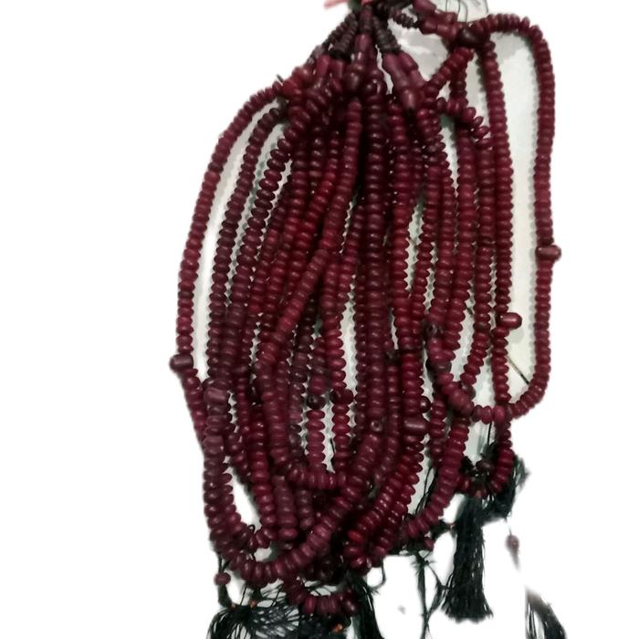 Souvernir Tasbih muslim  Merah hitamPocok biji gebang isi 20tasbih ukuran bulat pipih