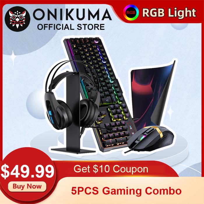 ONIKUMA K16 5PCS Gaming Headphones with Keyboard Mouse Pad with RGB